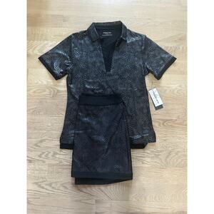 NWT Maggie Lane Shirt and Skort Set Size 12 Black Snakeskin